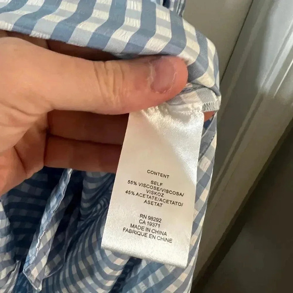 1002 Tibi Viscose Gingham Shirtdress Size XXS Color Blue White - Picture 4 of 6